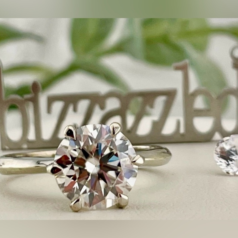 SpecDeal‼️3ct Diamond Solitaire Solid silver 925. size 7.  Certified